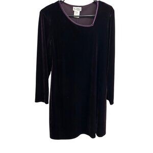 K.C. Spencer Womens Purple Velvet Long Sleeve Tunic Dress Size 14 Witchy Goth